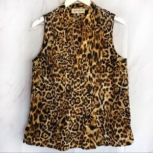 Jones New York Leopard sleeveless top size large